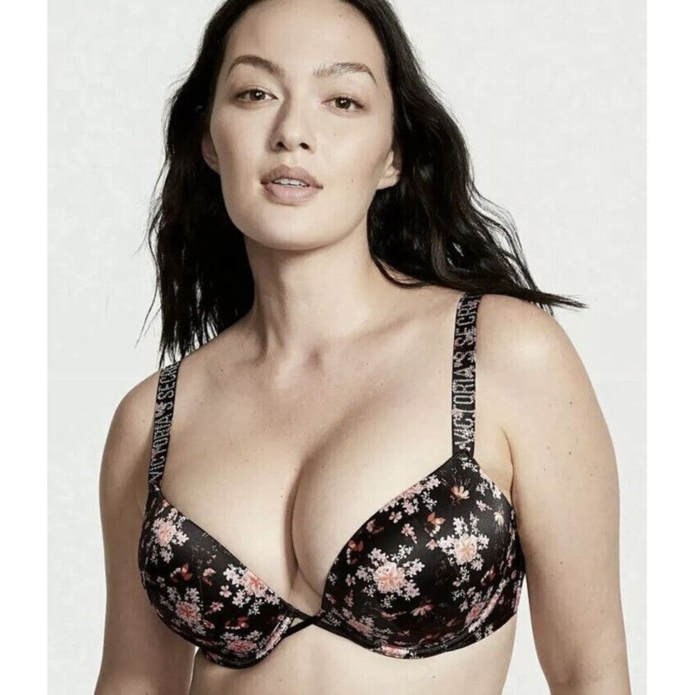 Victoria's Secret Very Sexy Bombshell Push Up Shine Strap Bra‎ 32D Floral